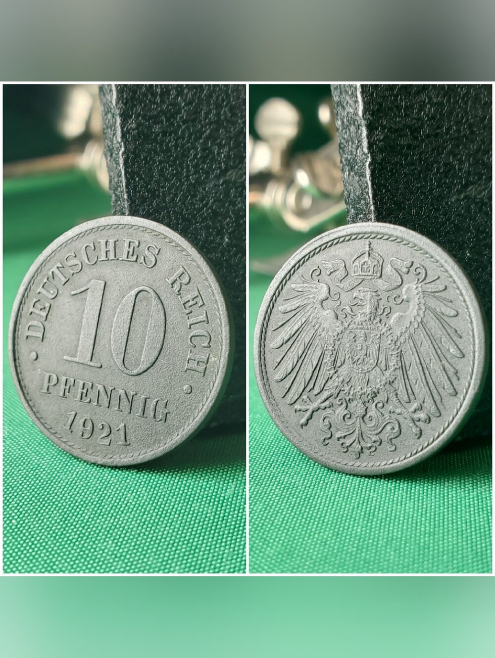 1921 Germany 10 Pfennig – UNC Weimar Zinc Deep Charcoal Tone - Picture 7 of 11